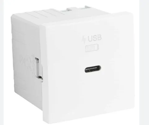 Carregador rápido - dois módulos USB Tipo C - Carregamento rápido- branco - 45398 SBR - Série Quadro 45 - Efapel