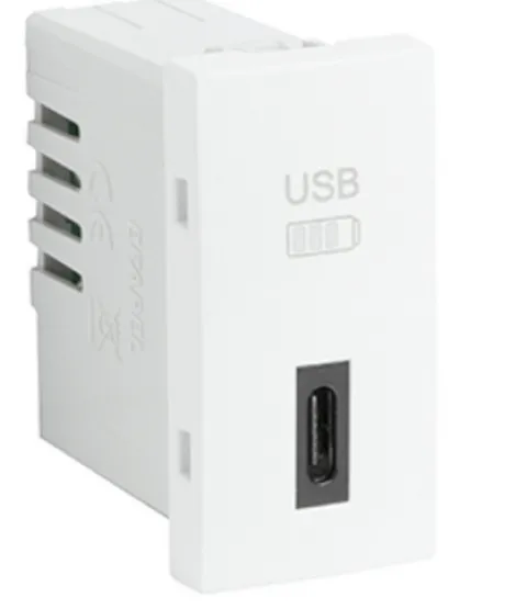 Carregador USB tipo C - 1 módulo - branco - 45387 SBR - Série Quadro 45 - Efapel