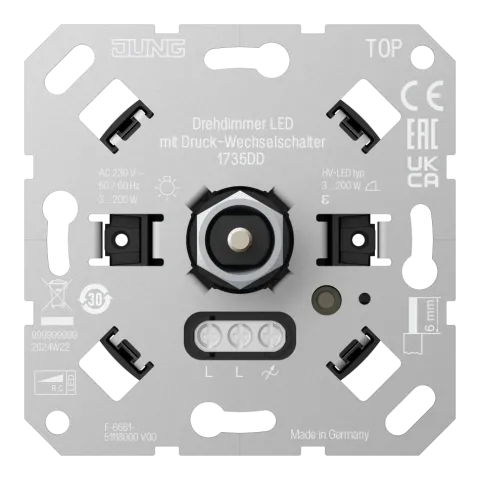 Dimmer giratório LED com comutador de pressão JUNG 1735DD