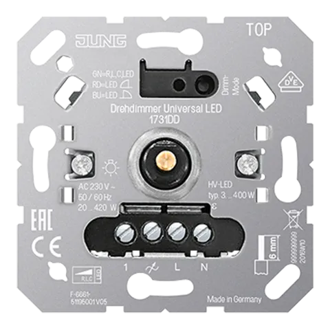 Dimmer giratório universal LED de encastrar JUNG 1731DD