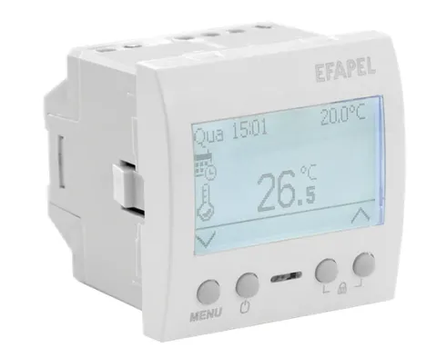 Efapel - Cronotermostato multifuncional digital - 2 módulos - Branco - 45235 SBR - Série Quadro 45