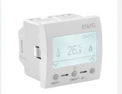 Efapel - Termostato de temperatura multifuncional digital - 2 módulos - Branco Mate - 45236 SBM - Série Quadro 45