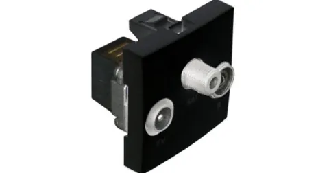 Efapel - Tomada R-TV-SAT Estrela de 2 Módulos em Preto Mate - Série Quadro 45 -45543 SPM