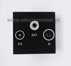 Efapel - Tomada R-TV-SAT Estrela de 2 Módulos em Preto Mate - Série Quadro 45 -45543 SPM