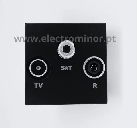 Efapel - Tomada R-TV-SAT Estrela de 2 Módulos em Preto Mate - Série Quadro 45 -45543 SPM