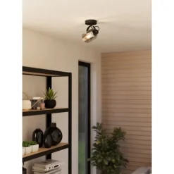 Foco de Parede com Vidro Vaporizado Preto BERREGAS EGLO 99052