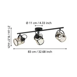 Foco de Parede e Teto com Três Abajures de Metal DELLOW EGLO 43533