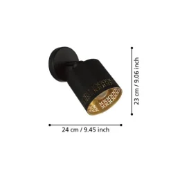 Foco de Parede ou Teto com Tecido Preto e Interior Dourado ESTEPERRA EGLO 99276