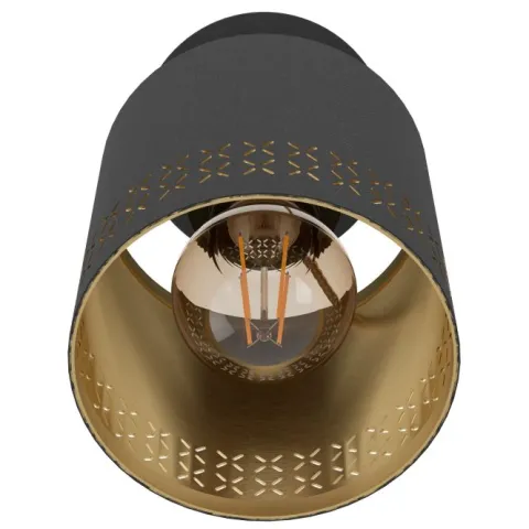 Foco de Parede ou Teto com Tecido Preto e Interior Dourado ESTEPERRA EGLO 99276
