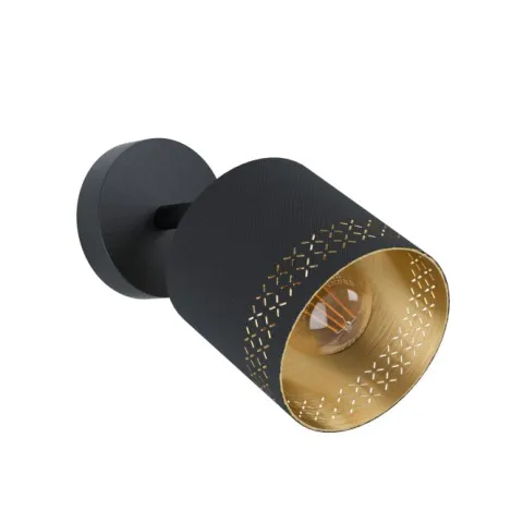 Foco de Parede ou Teto com Tecido Preto e Interior Dourado ESTEPERRA EGLO 99276