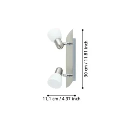 Foco de Teto com Dois Focos Móveis e Vidro Branco Acetinado ENEA EGLO 90984