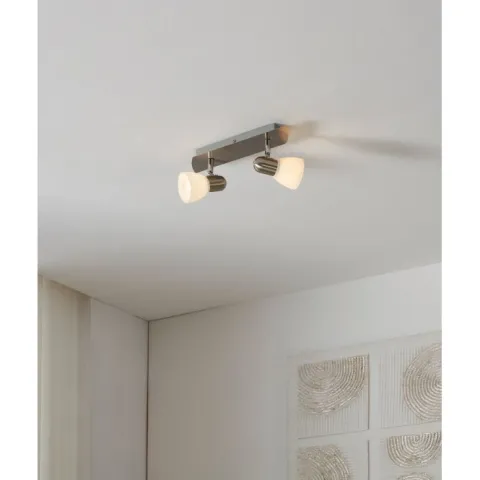 Foco de Teto com Dois Focos Móveis e Vidro Branco Acetinado ENEA EGLO 90984