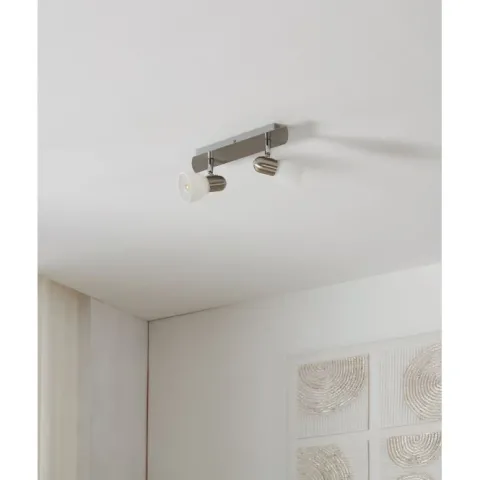 Foco de Teto com Dois Focos Móveis e Vidro Branco Acetinado ENEA EGLO 90984