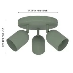 Foco de Teto com 3 Lâmpadas Verde Lodão TILSTON EGLO 44134