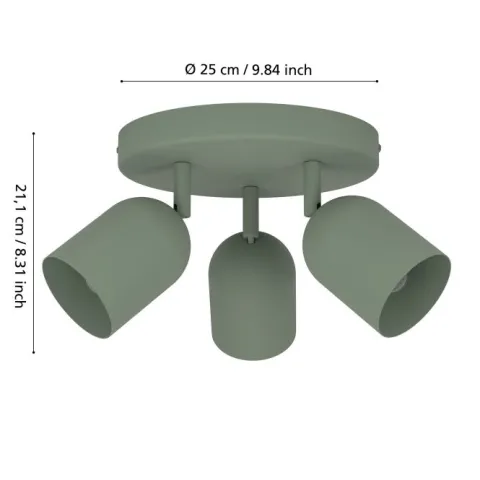 Foco de Teto com 3 Lâmpadas Verde Lodão TILSTON EGLO 44134