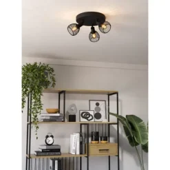Foco de Teto com Três Lâmpadas Preto SONNINO EGLO 901041