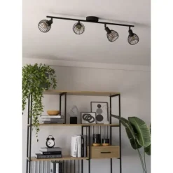 Foco de Teto de Quatro Luzes Preto SONNINO EGLO 901042