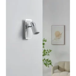 Foco LED de Parede com Corpo Metálico Branco e Cromado DAVIDA EGLO 92084