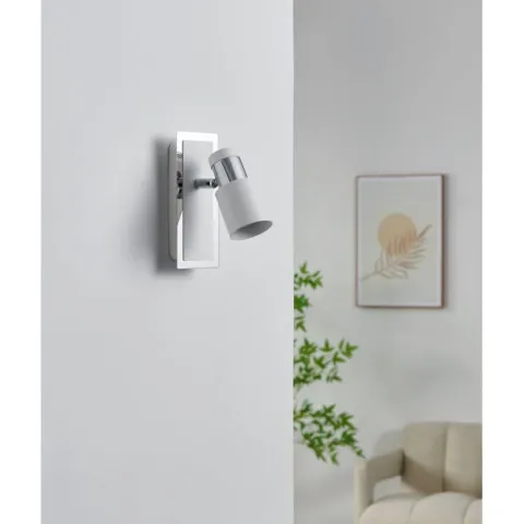 Foco LED de Parede com Corpo Metálico Branco e Cromado DAVIDA EGLO 92084