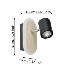Foco LED de Parede em Madeira e Preto RIMBOCCHI EGLO 901631