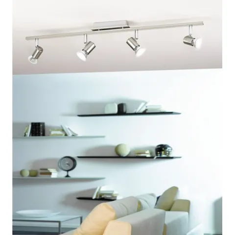 Foco LED de Parede e Teto com Madeira e Aço Preto e Branco RIELVES EGLO 90917
