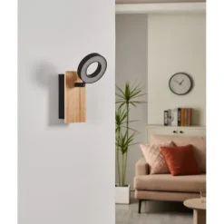 Foco LED de Parede e Teto com Madeira e Aço RIELVES EGLO 901202