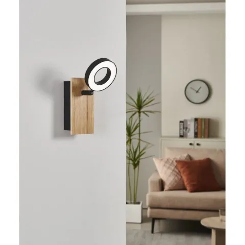 Foco LED de Parede e Teto com Madeira e Aço RIELVES EGLO 901202