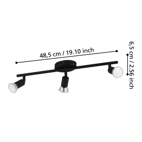 Foco LED de Parede e Teto com Três Projetores Ajustáveis BUZZ-LED EGLO 32431