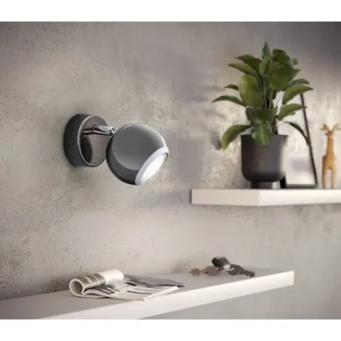 Foco LED de Parede e Teto em Metal Níquel Preto BIMEDA EGLO 31005