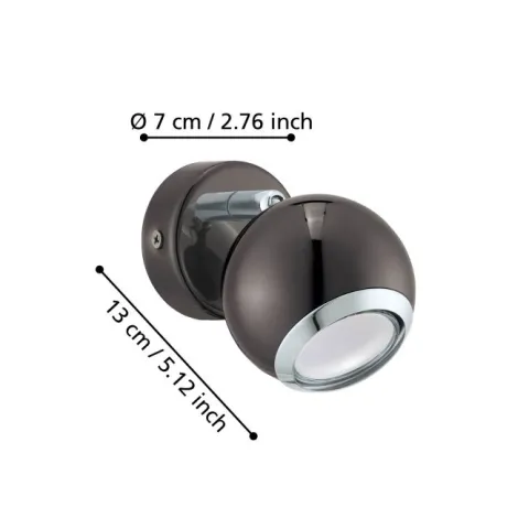 Foco LED de Parede e Teto em Metal Níquel Preto BIMEDA EGLO 31005