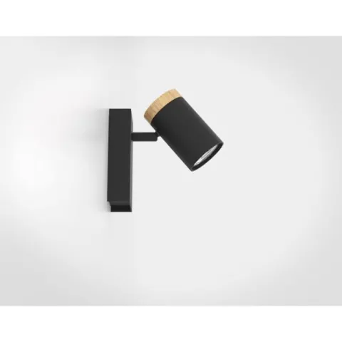 Foco LED de Parede ou Teto com Madeira e Metal Preto CARTAGENA EGLO 39647