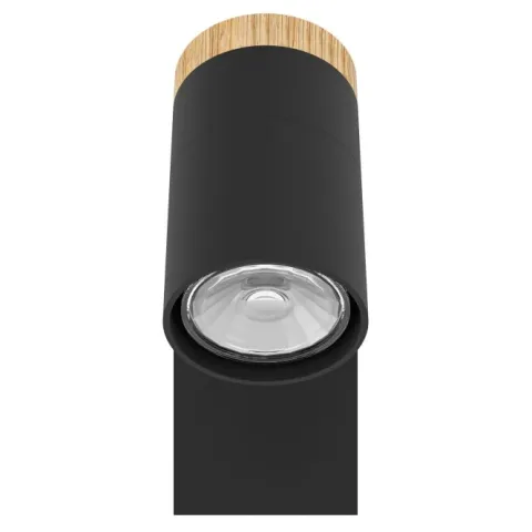 Foco LED de Parede ou Teto com Madeira e Metal Preto CARTAGENA EGLO 39647