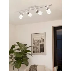 Foco LED de Teto com Corpo Metálico Branco e Cromado DAVIDA EGLO 92087