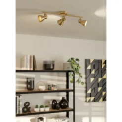 Foco LED de Teto com Latão Escovado e Projetores Reguláveis SERAS EGLO 900172