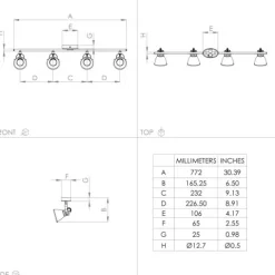 Foco LED de Teto com Latão Escovado e Projetores Reguláveis SERAS EGLO 900173