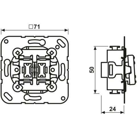 Interruptor duplo sem garras 10 AX 250 V~ JUNG 505EU