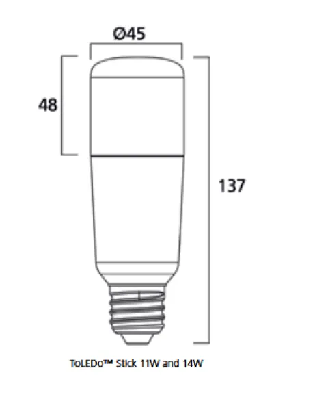 Lâmpada sylvania toledo stick e27 14W-100W/2700K