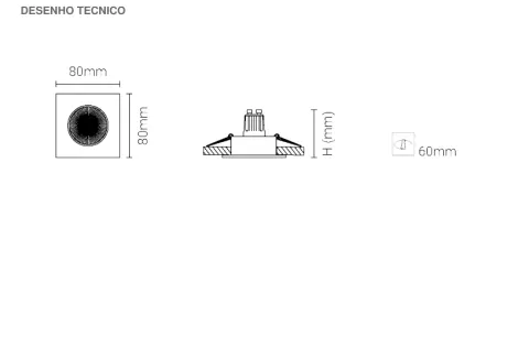 Luminária de Encastrar com Aba de Remate para Espaços Interiores Tromilux 1011.100.9XX Preto