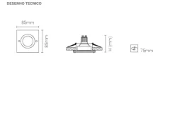 Luminária de Encastrar com Aro em Aço Inox e Vidro Temperado Tromilux 1012.100.1TX Branco