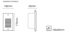 Luminária de Encastrar de Parede para Exterior Tromilux 2523.105.2F3 Cinza