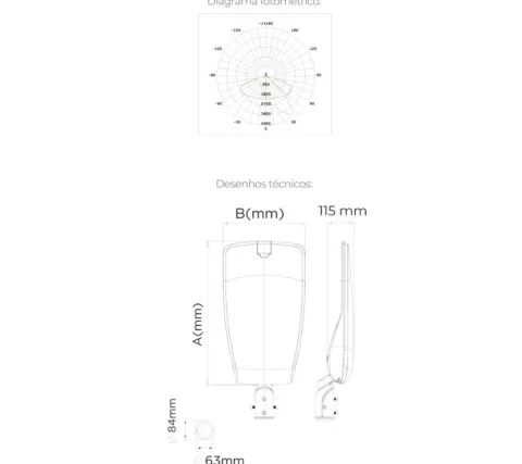 Luminária de rua premium 120W 16800lm