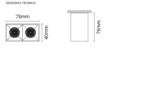 Luminária Saliente com Corpo em Alumínio para Interior Tromilux 1524.201.2X3 Cinza