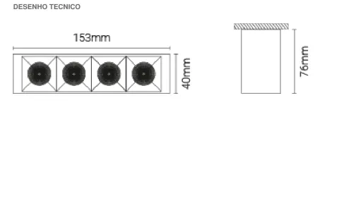 Luminária Saliente de Alumínio para Teto Tromilux 1524.401.2X2 Cinza
