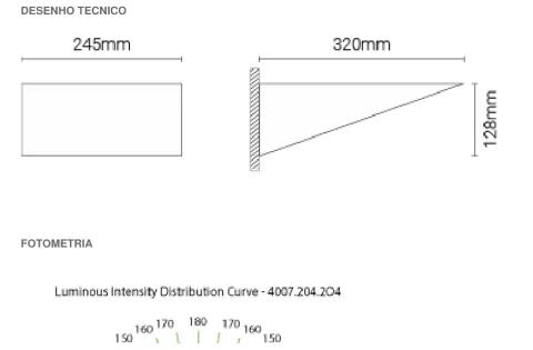 Luminária Saliente de Parede em Aço Inoxidável Tromilux 4007.204.8O3 Aço Inoxidável