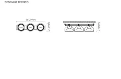 Luminária Saliente de Teto em Chapa de Aço Galvanizado Tromilux 1199.315.9X4 Preto