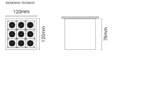 Luminária Saliente em Alumínio para Teto Tromilux 1525.901.9X2 Preto
