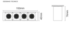 Luminária Saliente em Alumínio com Luz Descendente Tromilux 1524.401.2X3 Cinza