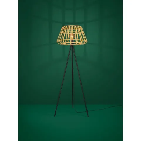 MONTEZUELO Candeeiro de Pé EGLO - Bambu Natural e Metal Preto 390155