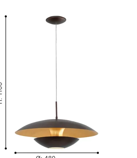 NUVANO Candeeiro de Teto Suspenso em Metal Preto e Dourado Elegante 95755