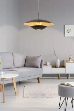 NUVANO Candeeiro de Teto Suspenso em Metal Preto e Dourado Elegante 95755